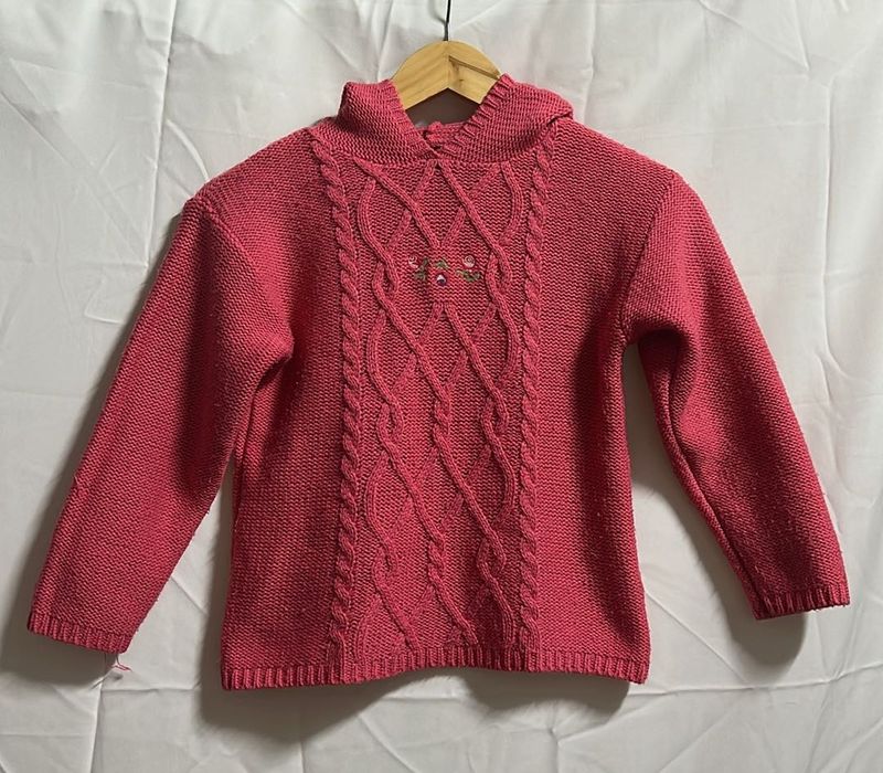 Cute Pink Cable Knit Hoodie Sweater