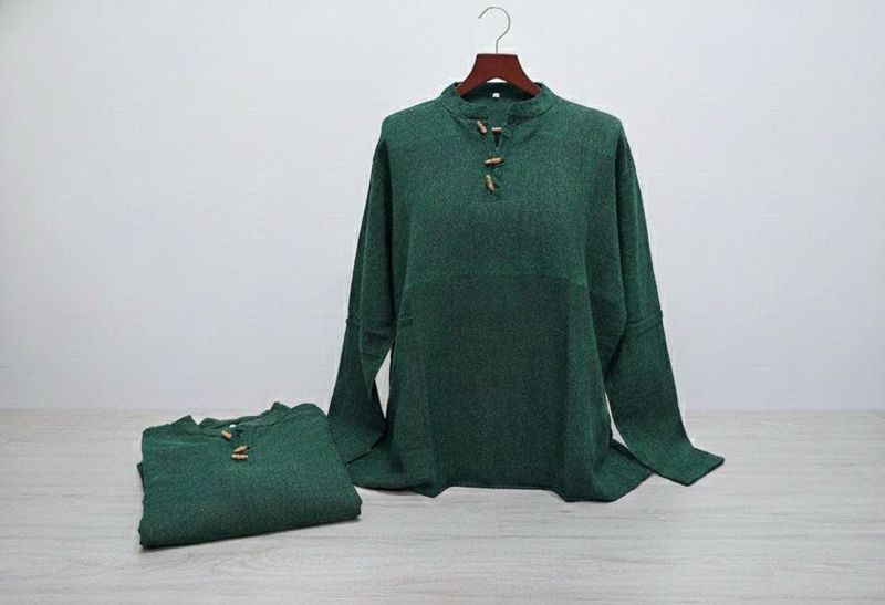 Mens Stylish Green Long Sleeve Kurti