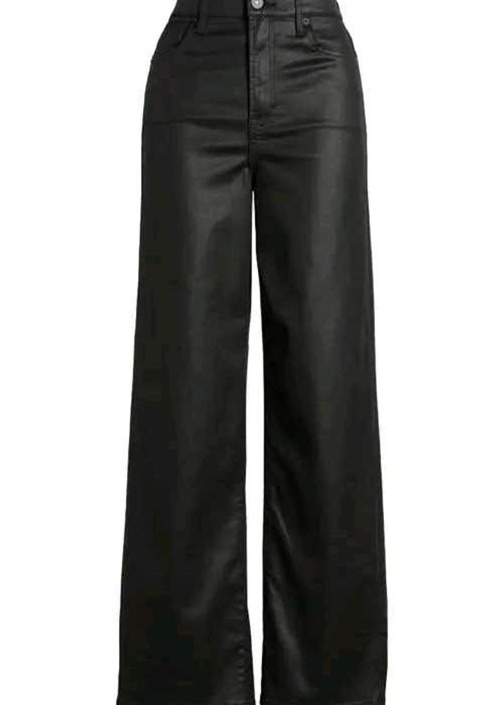 Black Faux Leather Wide Leg Pants