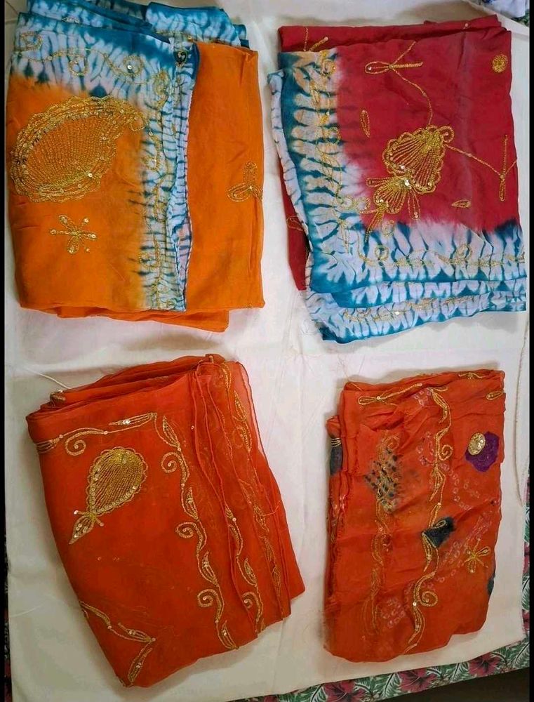 Colorful Ethnic odhna 4 set semi fabric