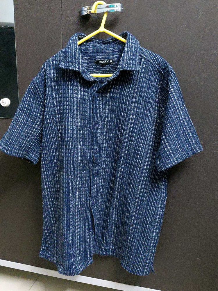 Navy Striped Casual Shirt