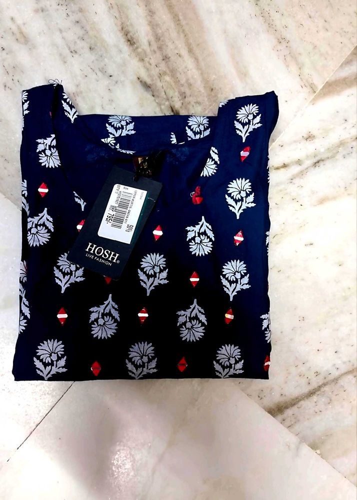 Elegant Navy Blue Printed Kurta