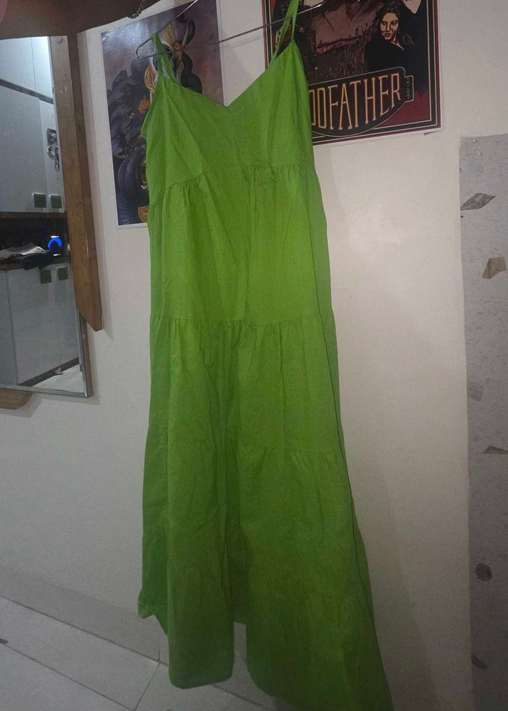 parrot green long dress