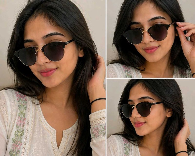 Tommy Hilfiger Round Black &amp; Gold Sunglasses |