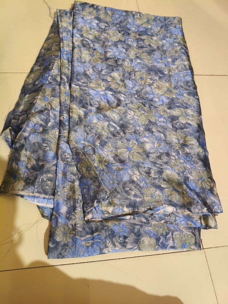 Blue Floral Print Saree