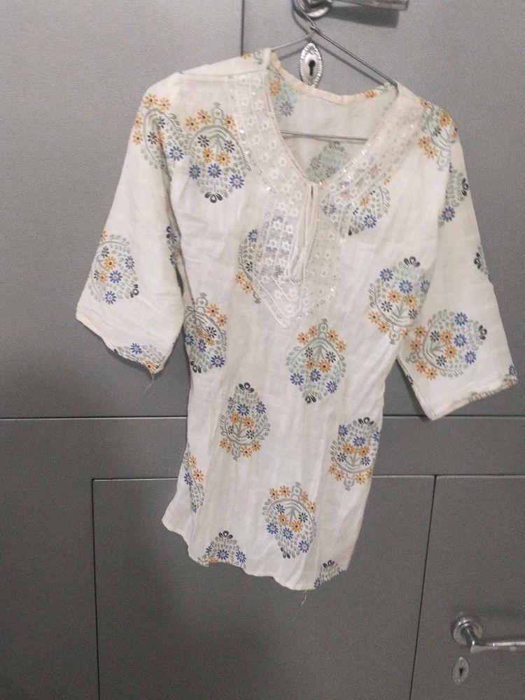 White Printed Kurta