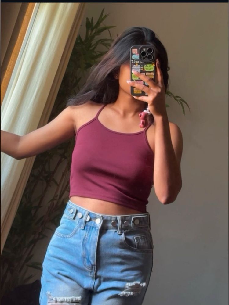 Maroon Crop Tank Top