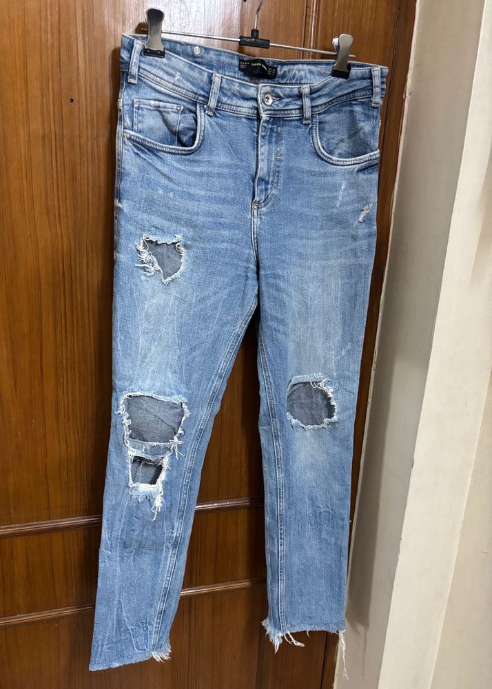 Zara Trafaluc Distressed Blue Denimwear