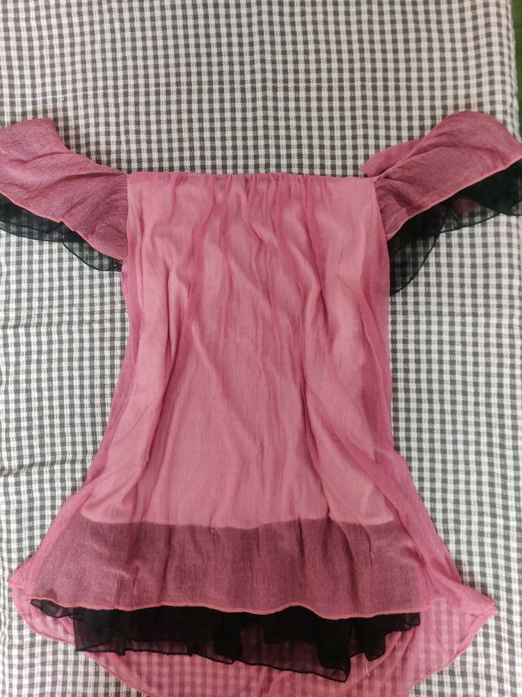 Pink and black layered top
