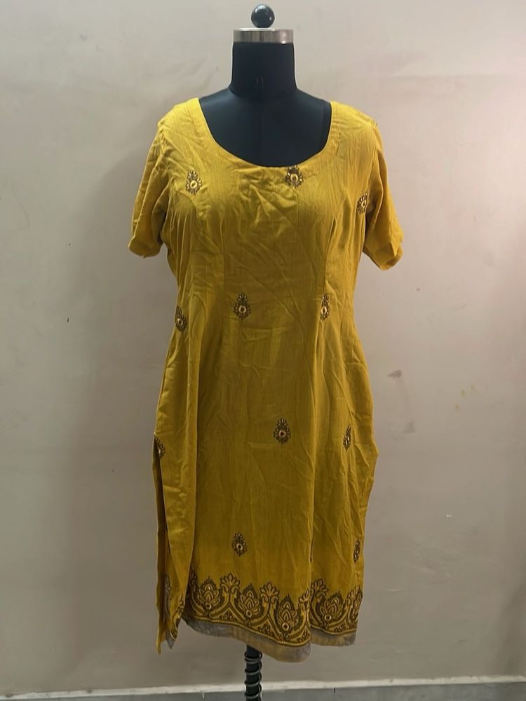 Yellow Embroidered Kurta