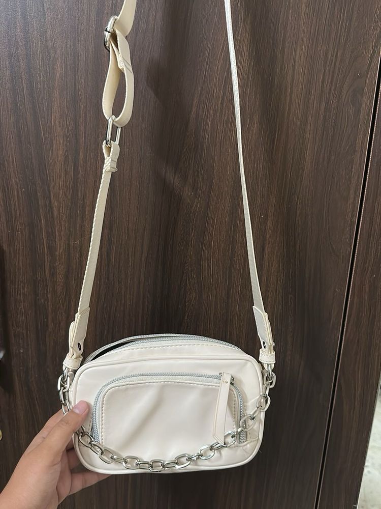 Cream Camera Crossbody Bag