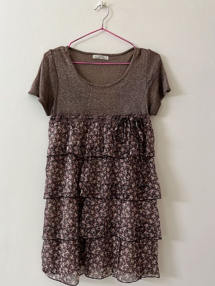 Sparkly Ruffle Floral Dress