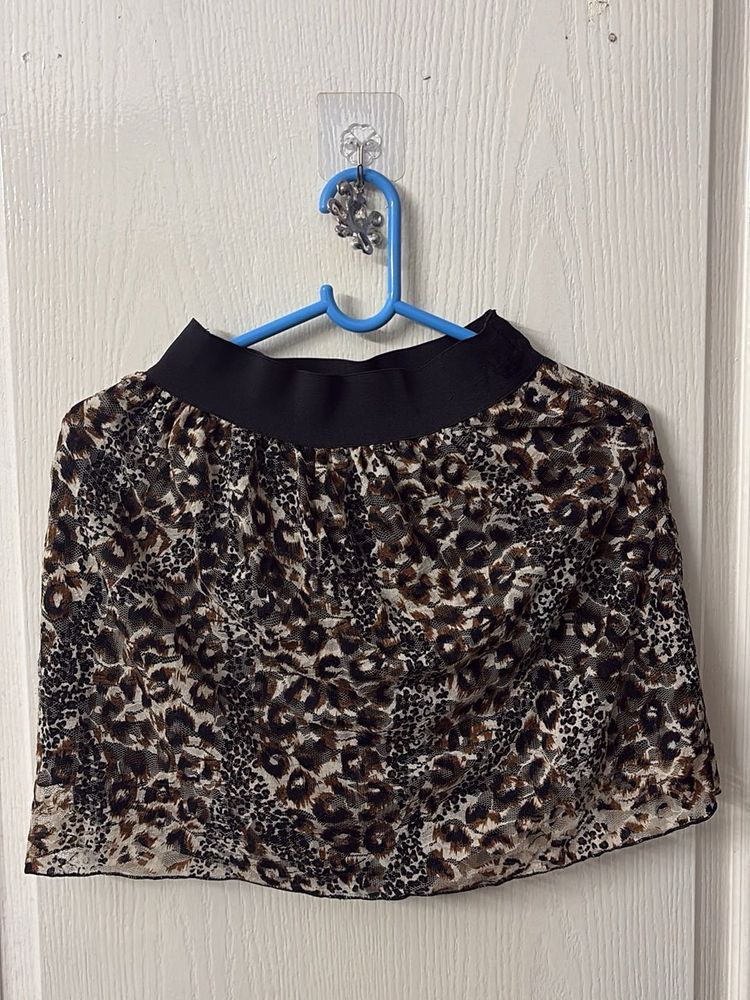 Leopard Print Mini Skirt with Attached Shorts