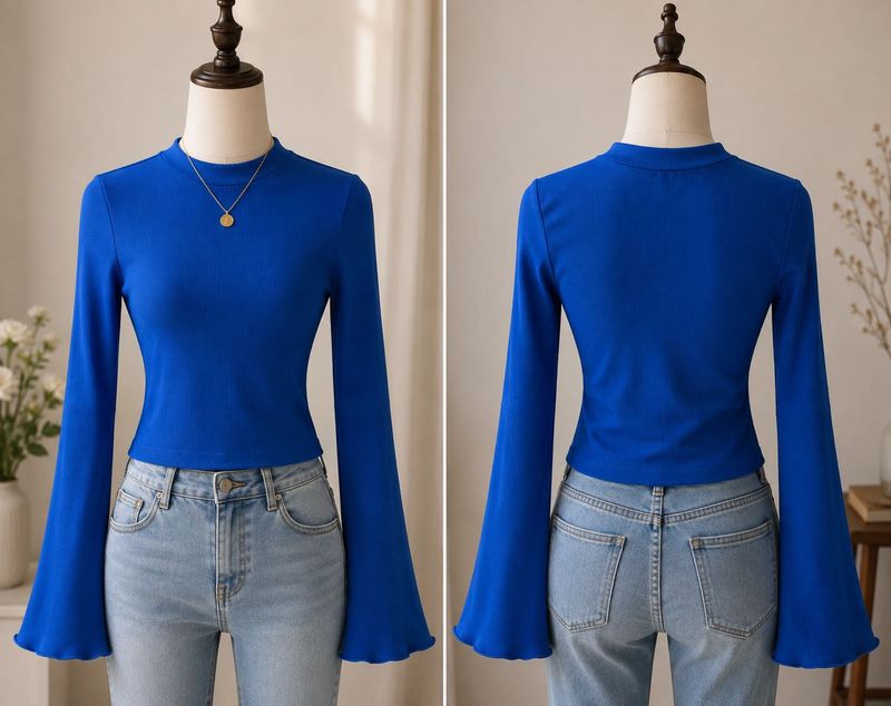 Vibrant Blue Bell Sleeve Top