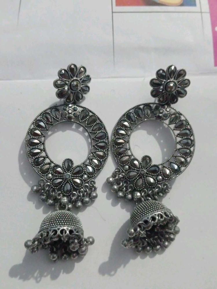 Oxidised Jhumka Earrings