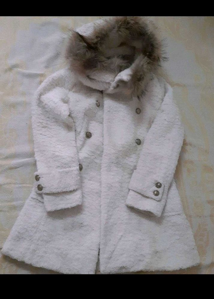 Cozy White Fur Hooded Coat