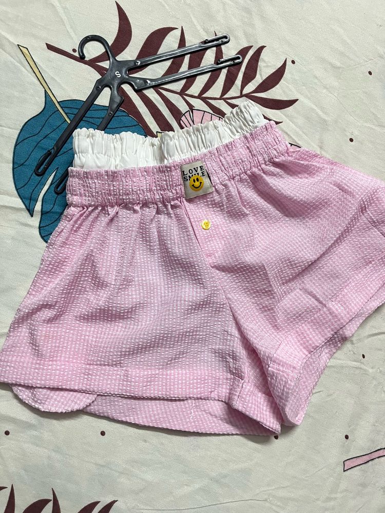 Pink Seersucker Shorts
