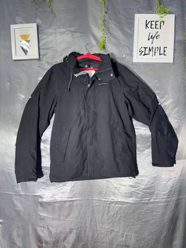 Quechua black waterproof hiking jacket