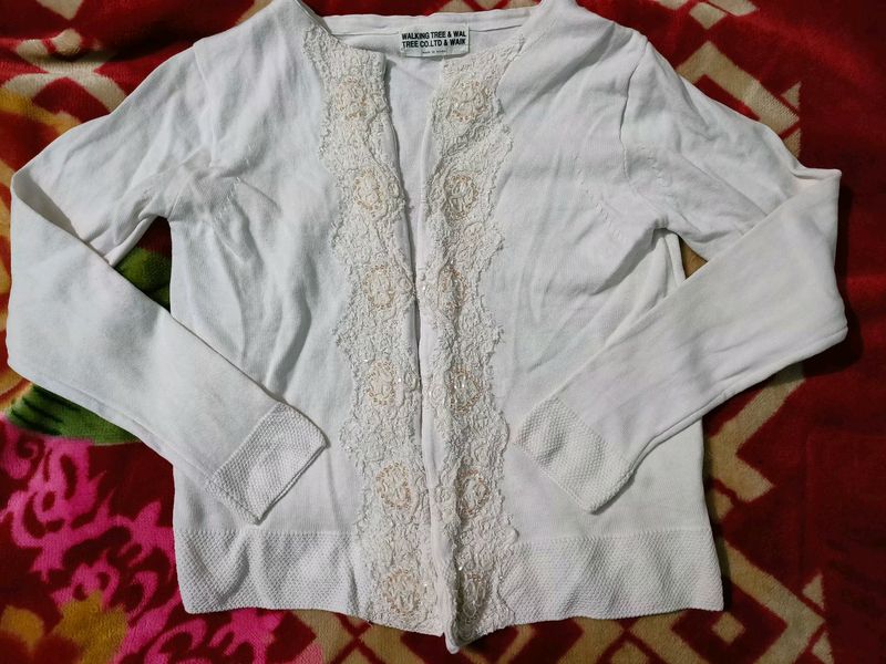 White Swetr Cum Top