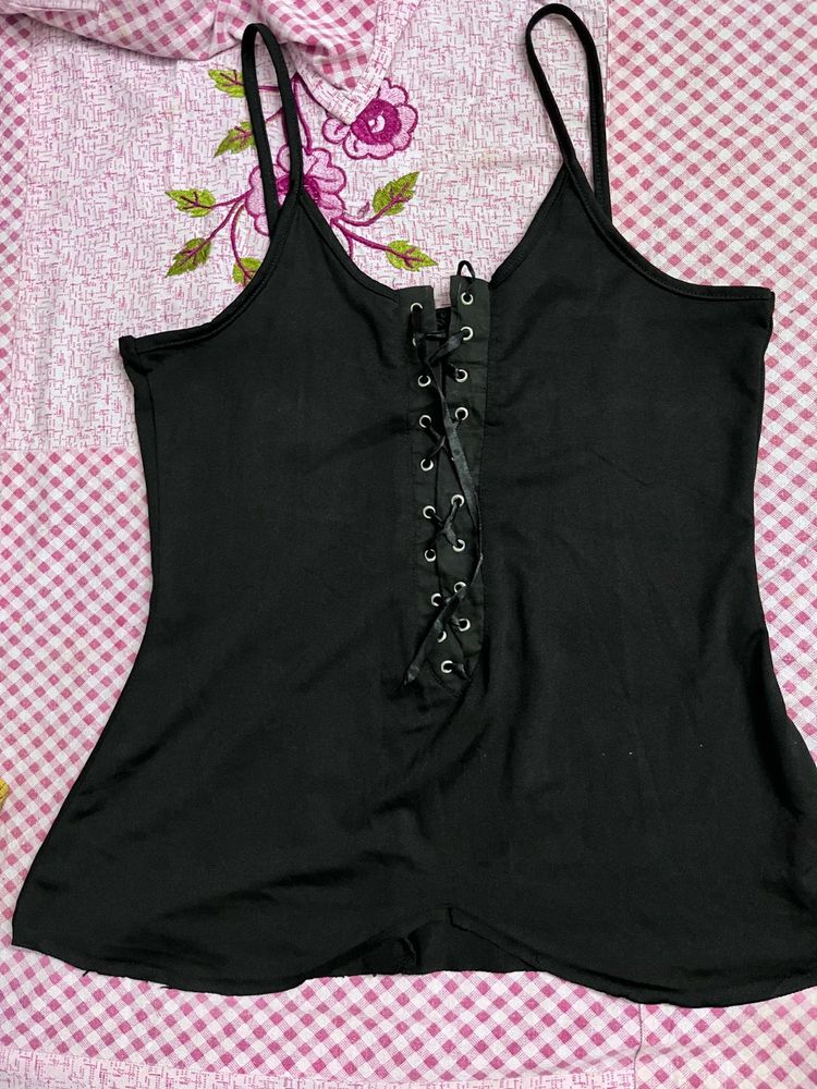 Black Lace-Up tank