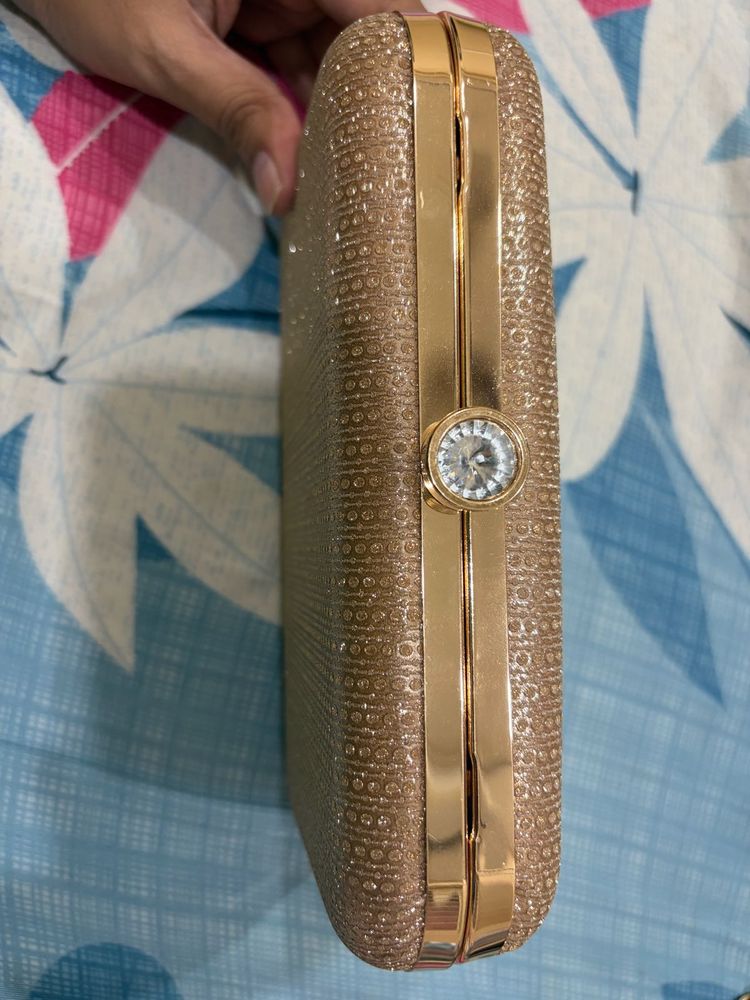 Sparkly Gold Evening Clutch Bag- New