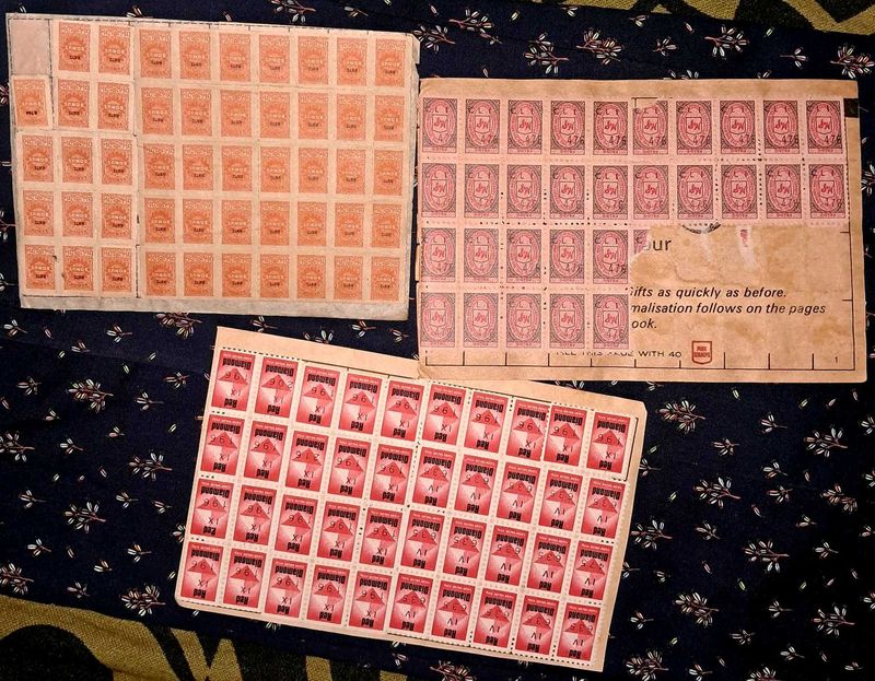 India 258 vintage discount stamps on 3 pages