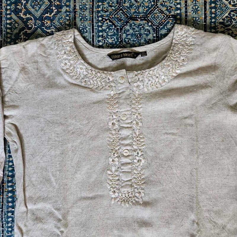 Embroidered Khadi Cotton Kurta