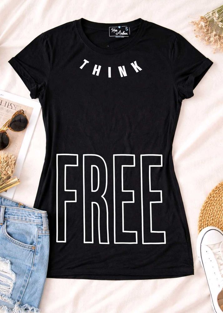 Think Free Black Graphic Tee