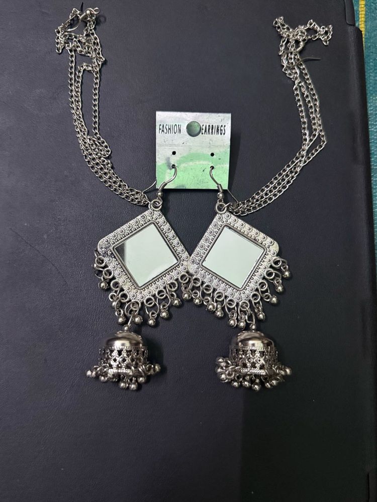 Designer Mirror &amp; Jhumka Earrings