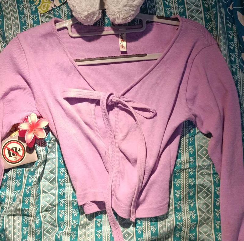 Lavender Tie-Front Top