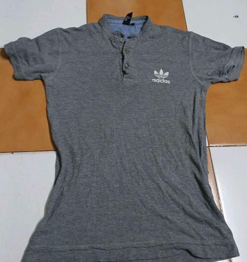 Adidas Grey Henley T-Shirt