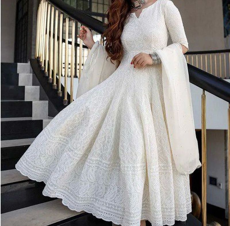 Elegant White Chikankari Kurta Set