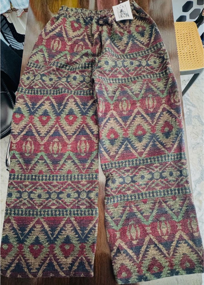 Boho Patterned Wide Leg Pants