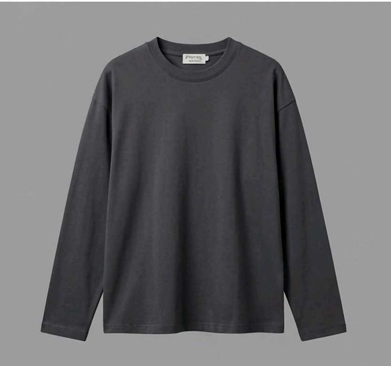 Men's Basic Dark Grey Long Sleeve Tee