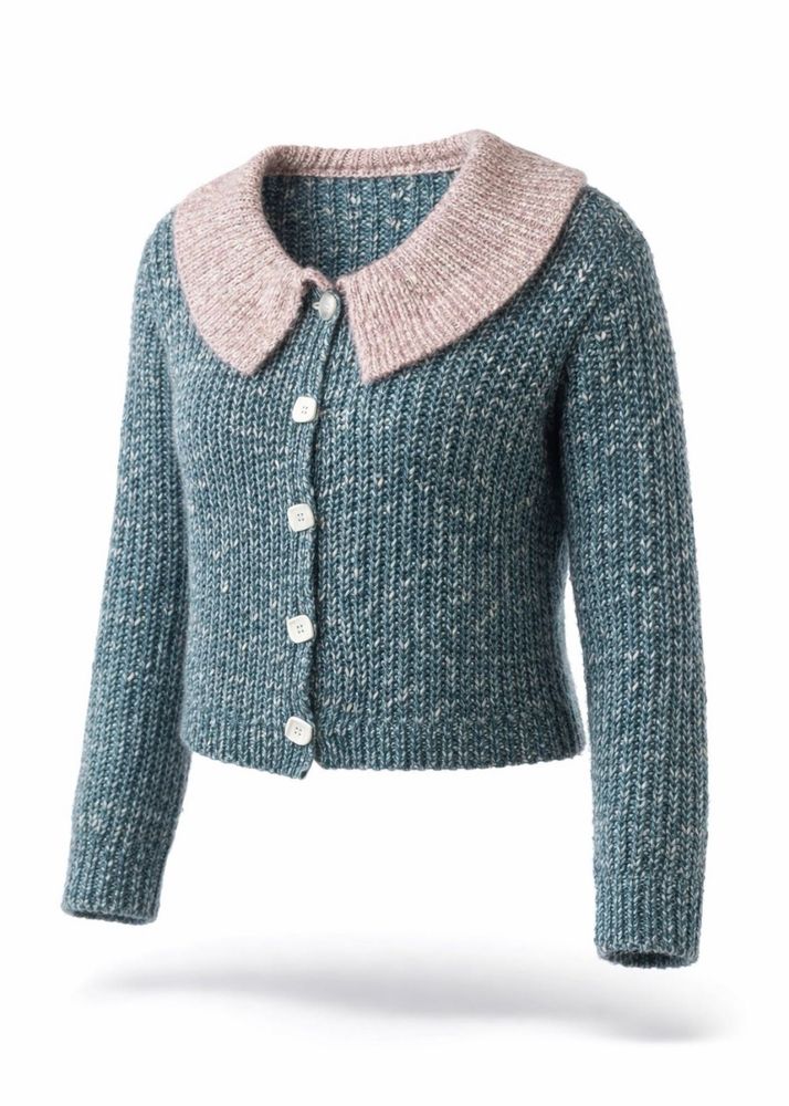 Knitted Cardigan with Unique Collar