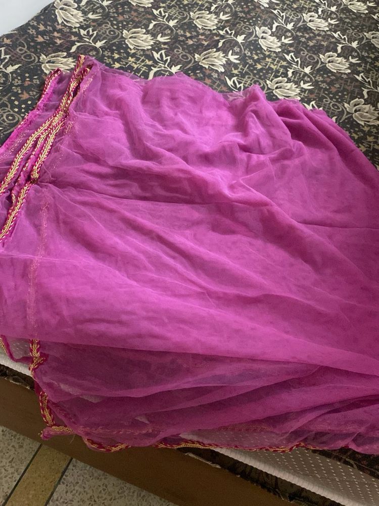 Beautiful Pink Dupatta with Golden Border