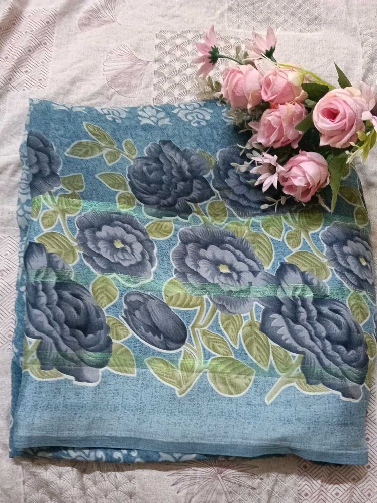 Beautiful Blue Floral Saree