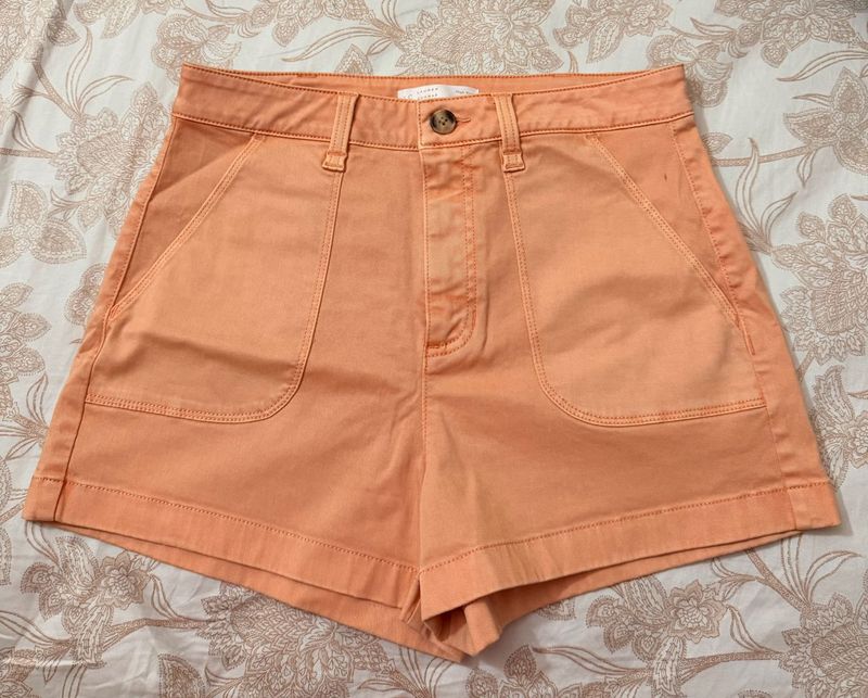 Peach High-Waist Shorts