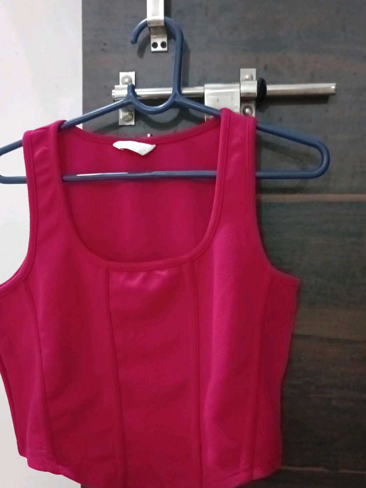 Hot Pink Sleeveless Crop Top