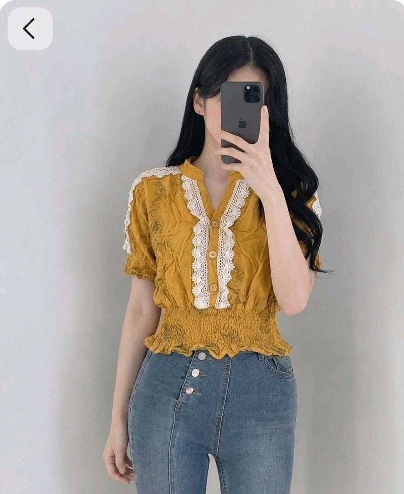 Y2K Yellow Lace top