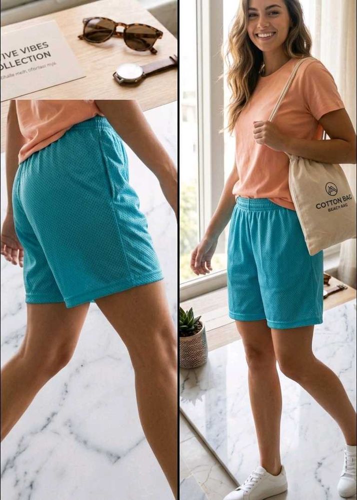 Turquoise Mesh Shorts