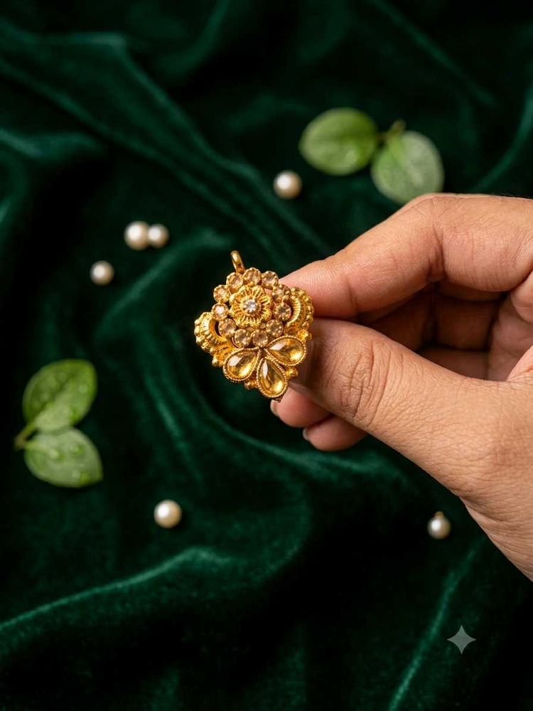 Exquisite Golden Pendant with CZ Stones