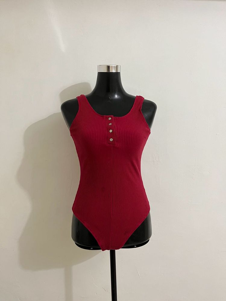 Red Sleeveless Bodysuit