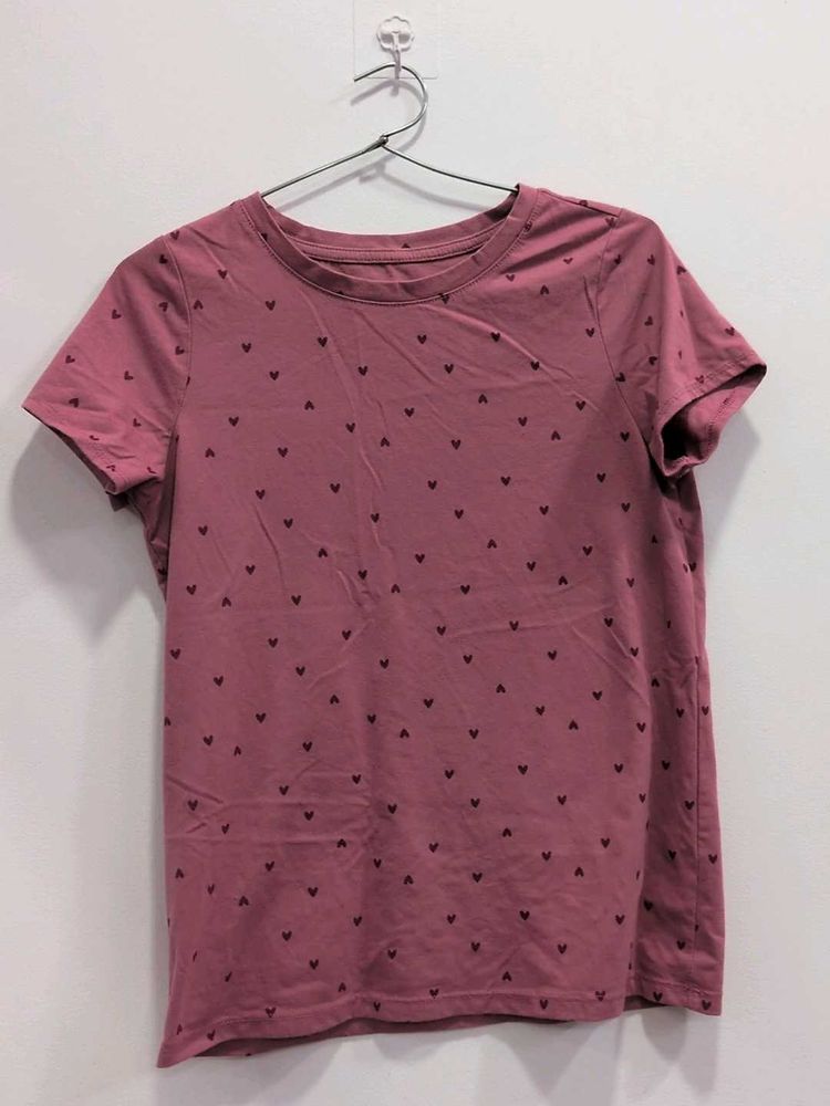 Cute Pink Heart Print T-Shirt