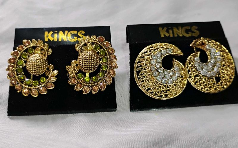 Gold Tone Designer Earrings Set