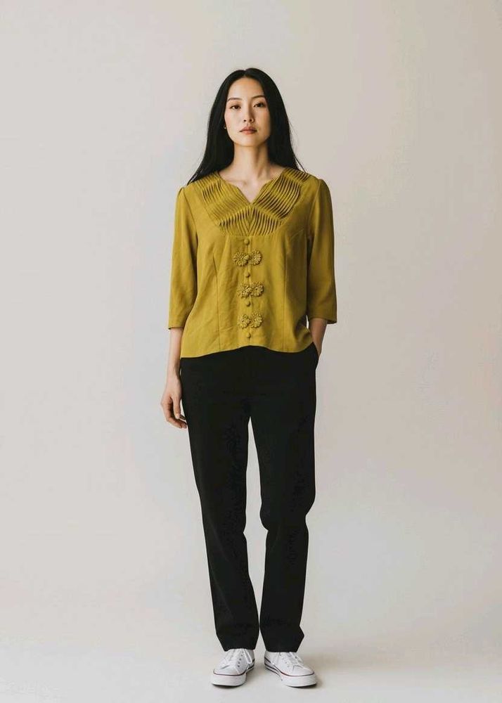 Unique Mustard Yellow Top with Embellishments