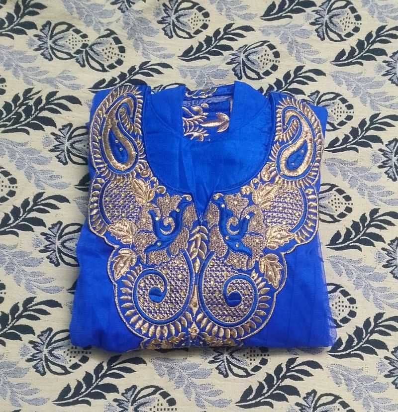 Blue Netted Anarkali