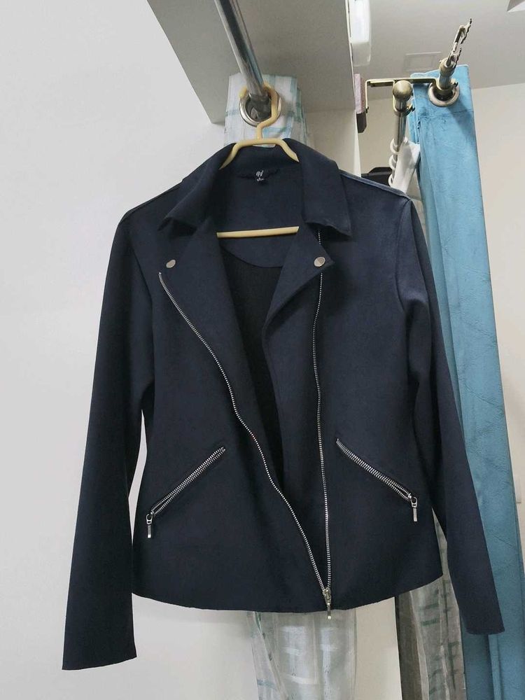 Stylish Navy Blue Biker Jacket