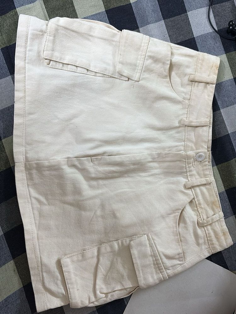 Cream Cargo Mini Skirt
