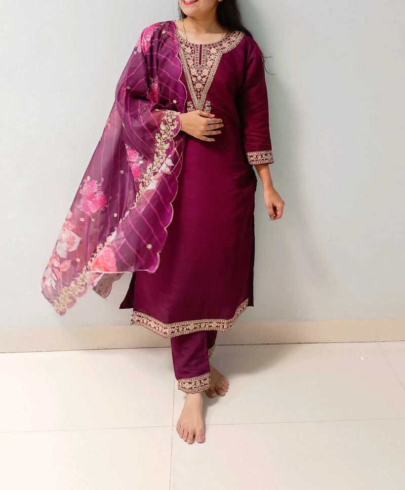 Beutiful Purple Kurta Set 💗